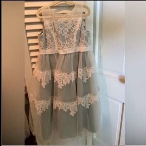 girls ivory sage lace dress